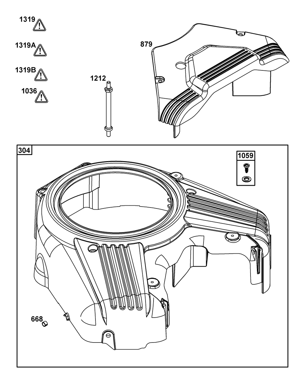 Blower Housing Group Diagram and Parts List for 613777-0014-J1 400000 - 699999 Briggs and Stratton Engine